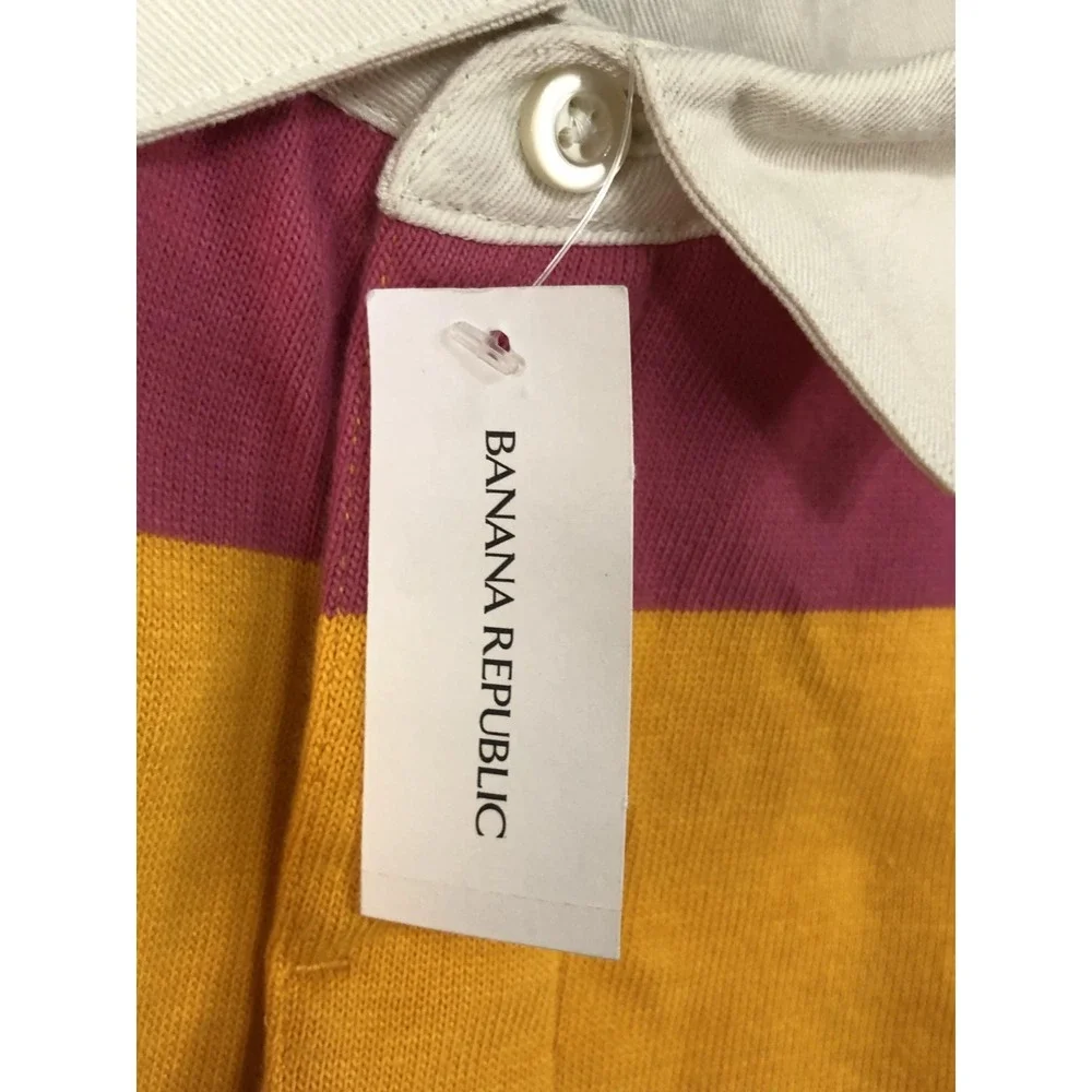 Banana Republic Polo Shirt Mens XL Tall Multicolor NWT Rugby Stripe